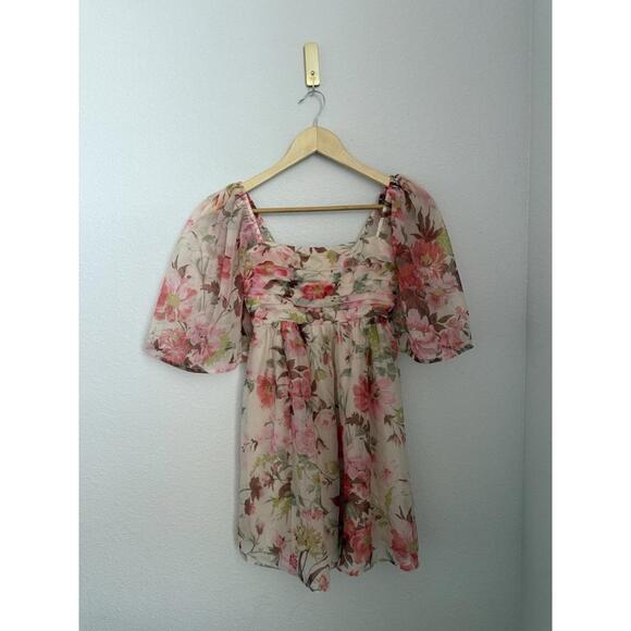 Abercrombie & Fitch Size XS Dainty Floral Emerson Balloon Sleeve Mini Dress - Picture 3 of 9